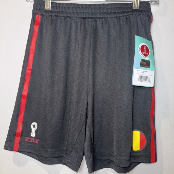 Germany 2022 Shorts Boys Size M - 10/12 Soccer Black Red FIFA 2022 QATAR NWT‎ - Picture 1 of 9